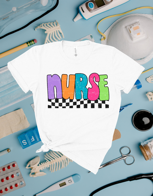 Colorful Checkered Nurse Tee