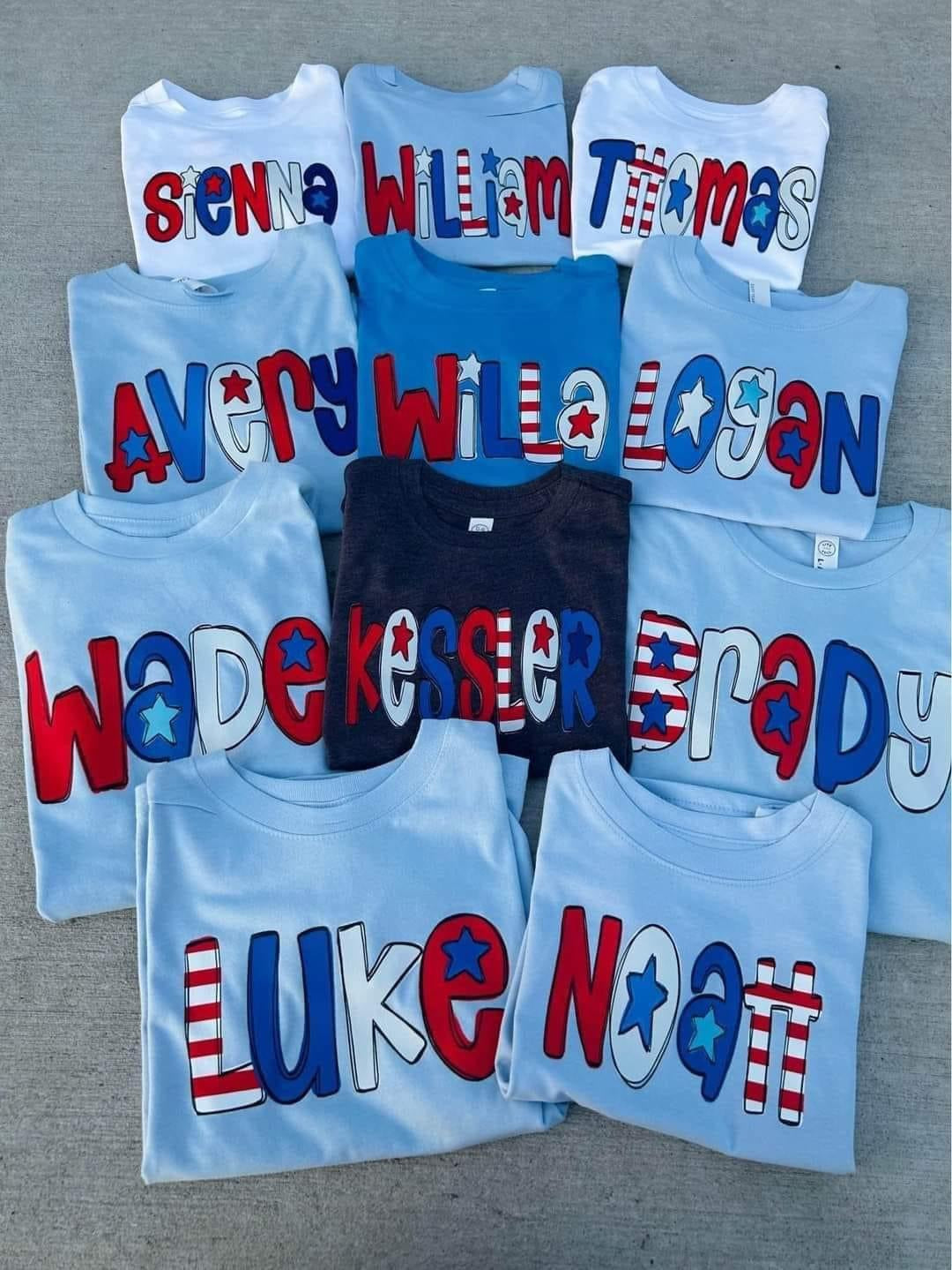 Kids 4th of July Name Tee