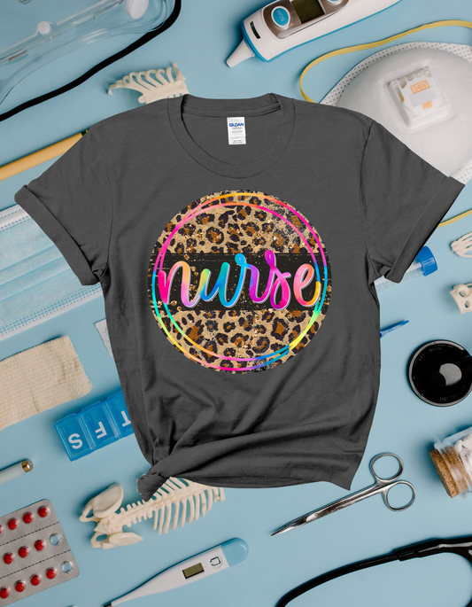 Leopard Tie-Dye Nurse Tee