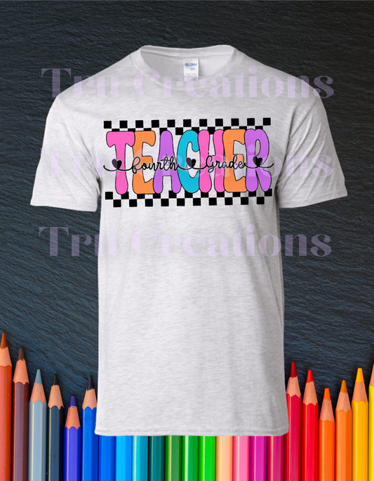 Checkered Teacher Heart Tee