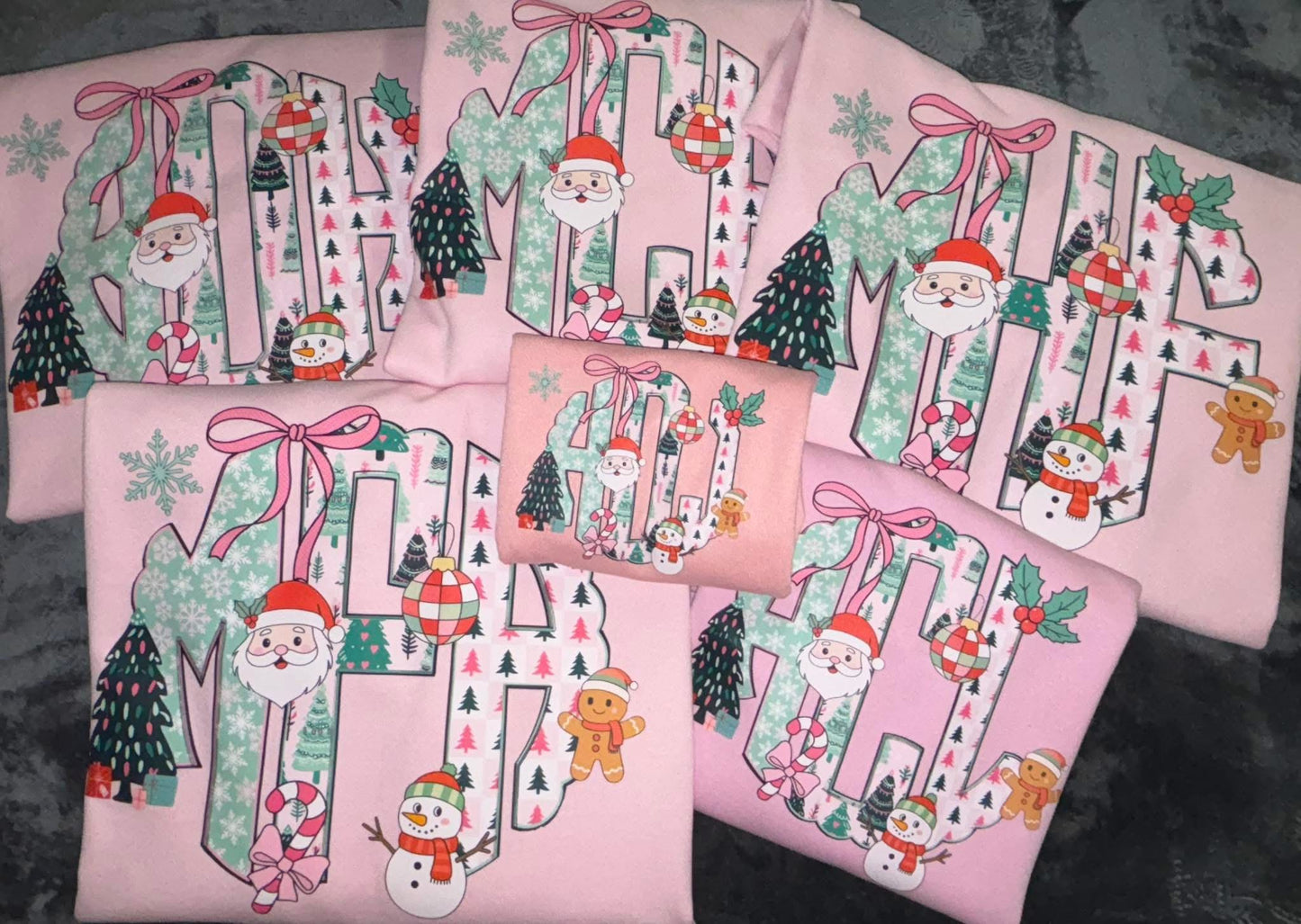 Pink Christmas Monogram T-Shirt