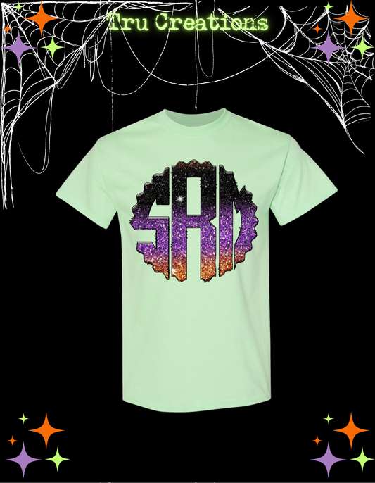 Halloween Glitter Monogram Tee