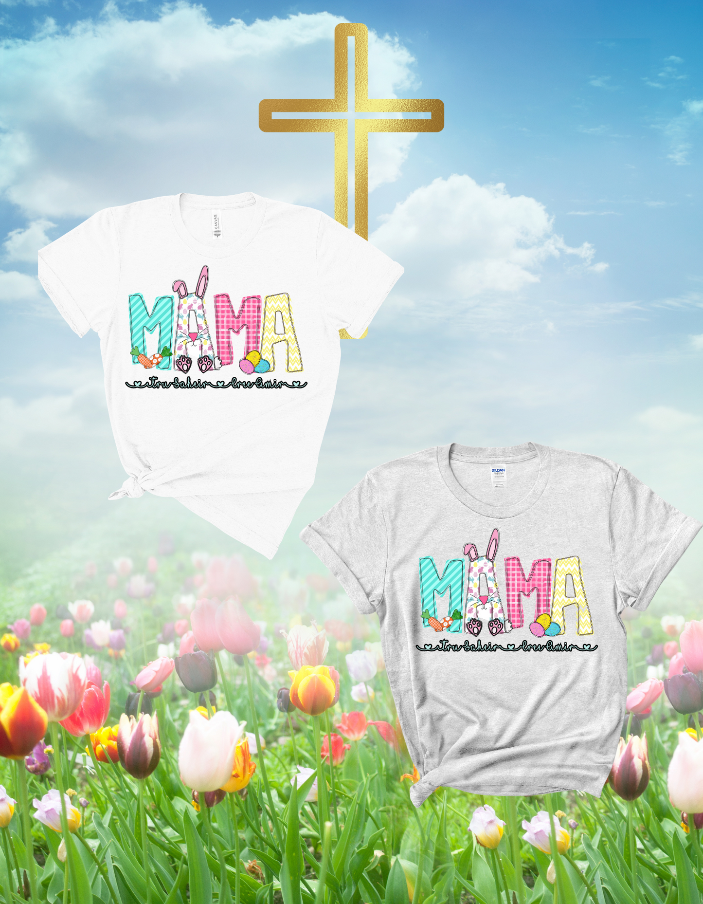 Custom Easter Name Tee 🐇💜🩷💚