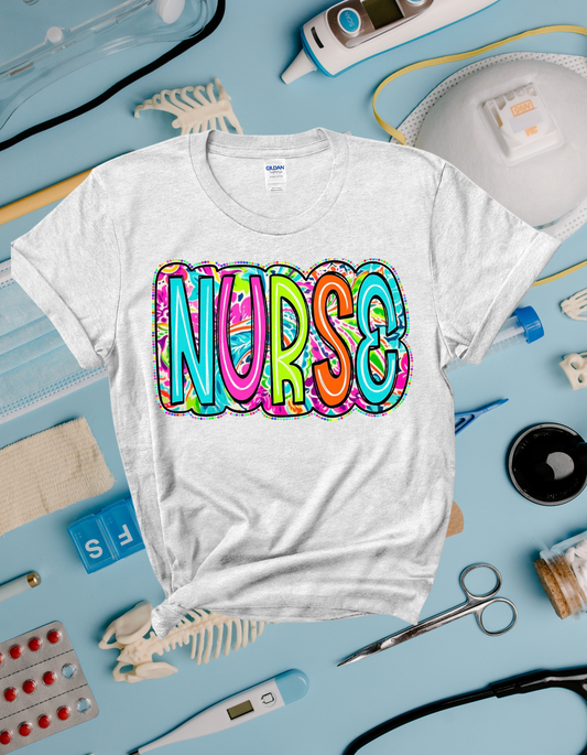 Colorful Floral Nurse Tee