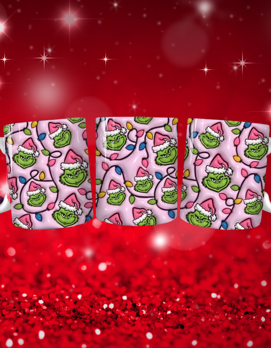 Pink Grinch Christmas Lights 11oz Mug