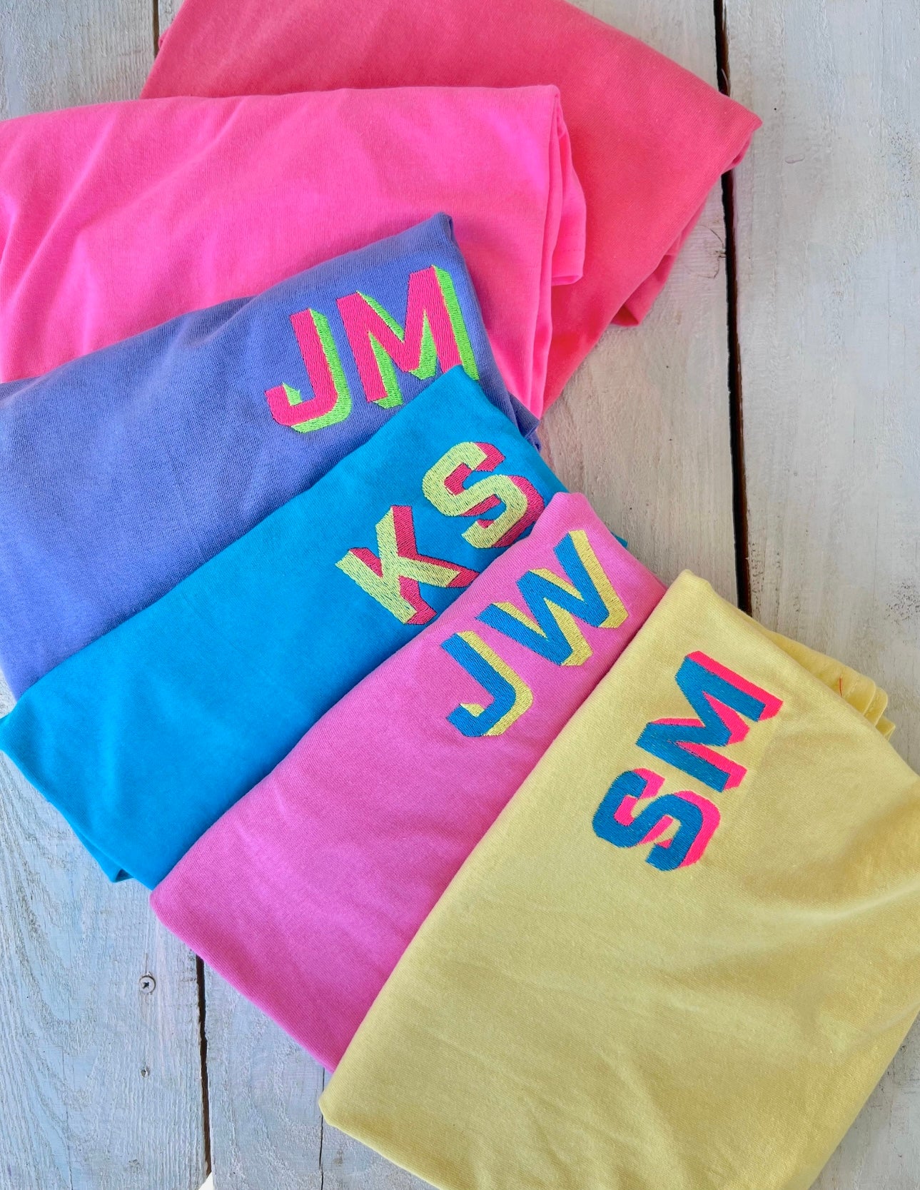 Neon Shadow Block Initial Tee