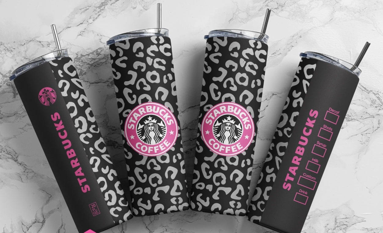 Pink & Black Starbucks Leopard Tumbler