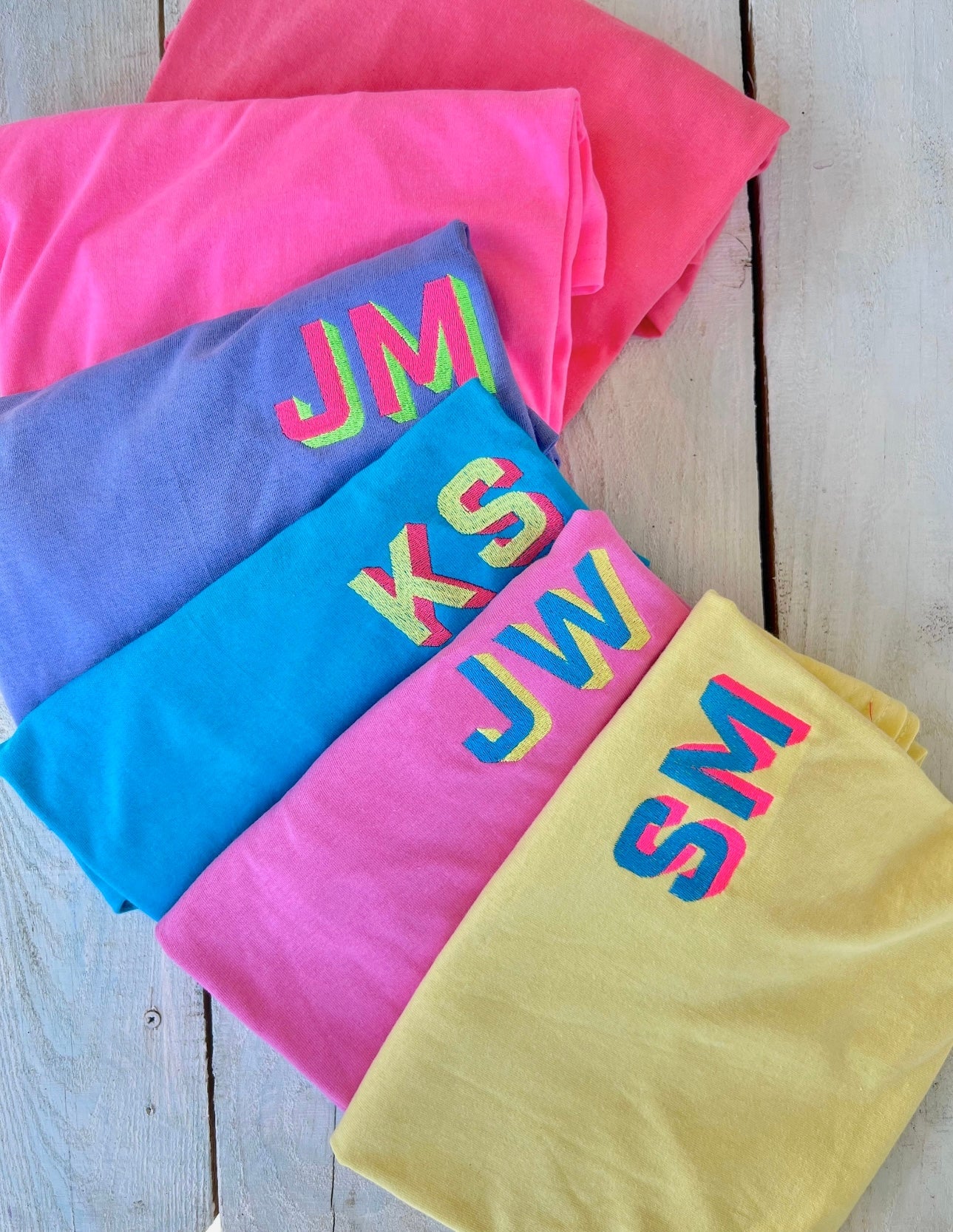 Youth Neon Shadow Block Initial Tee