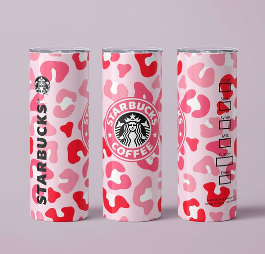 Red & Pink Starbucks Leopard Tumbler