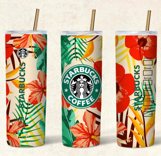 Red Floral Starbucks Tumbler