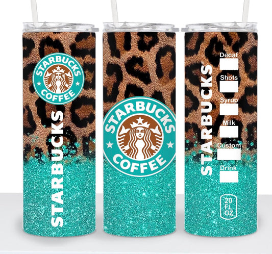 Half Leopard Half Glitter Starbucks Tumbler