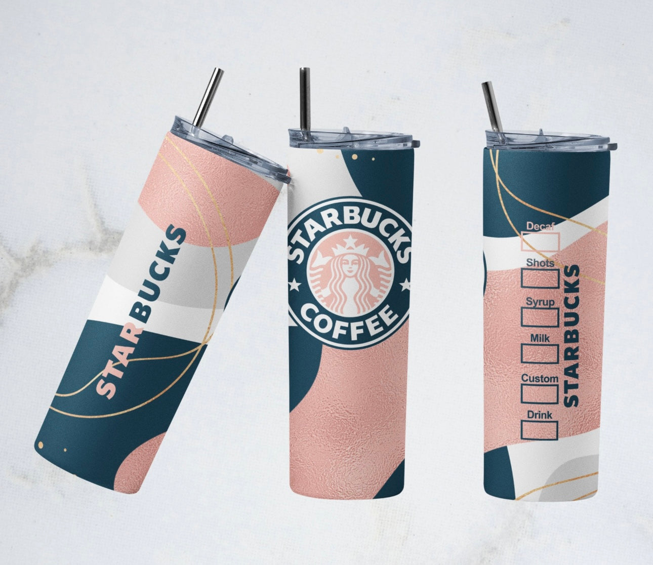 Pink & Navy Classy Starbucks Tumbler