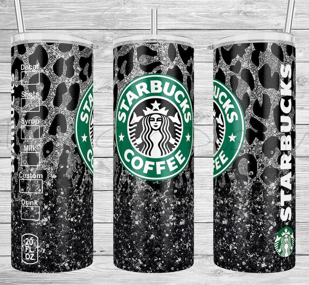 Grey & Black Leopard Starbucks Tumbler