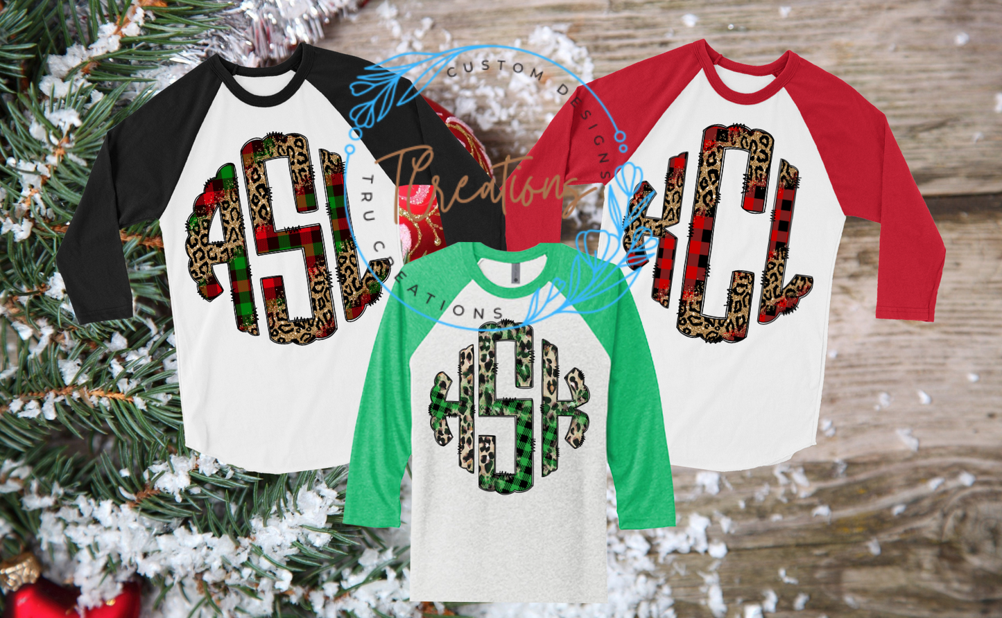 Christmas Monogram Raglan