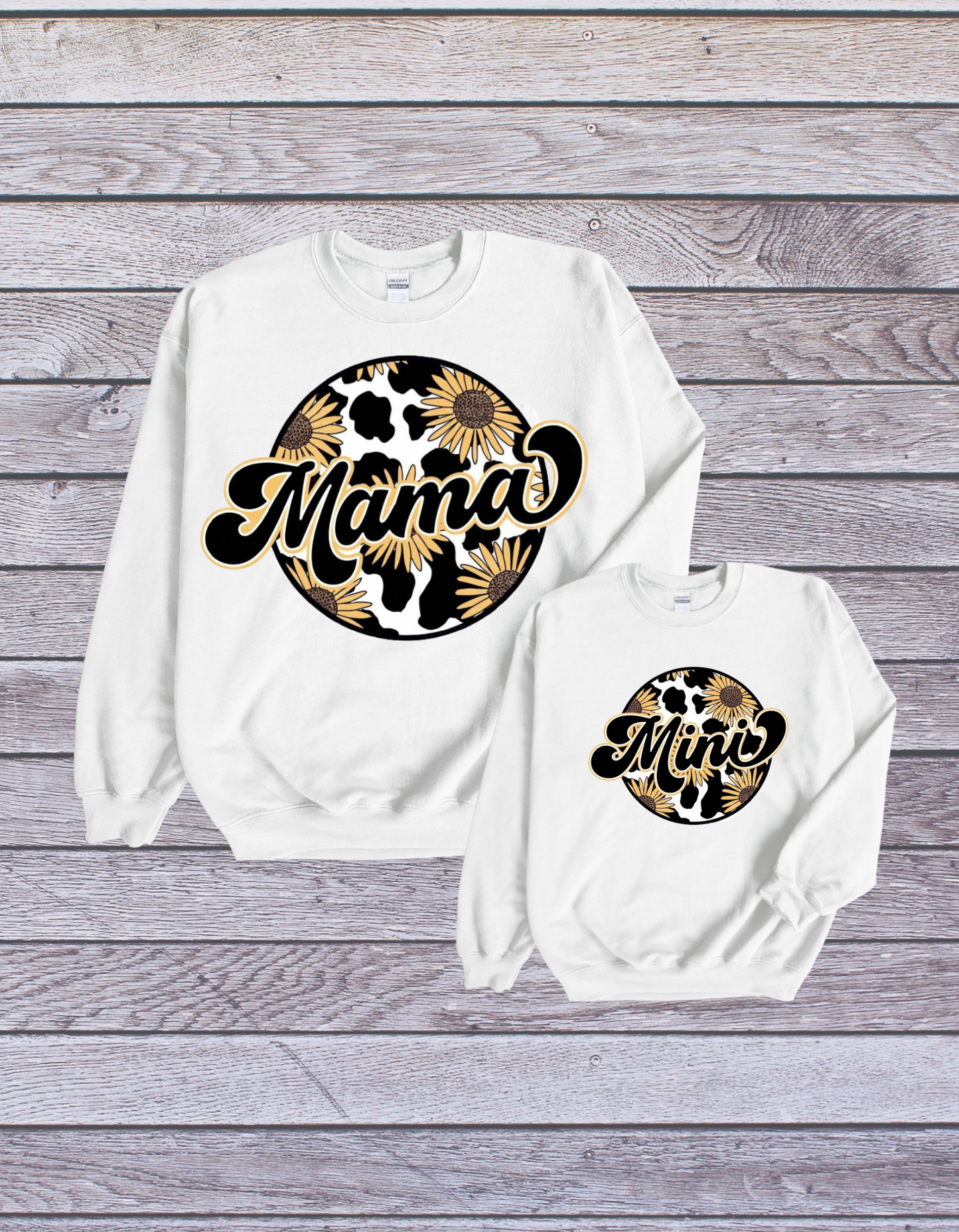 Mama Mini Cow Sunflower Print