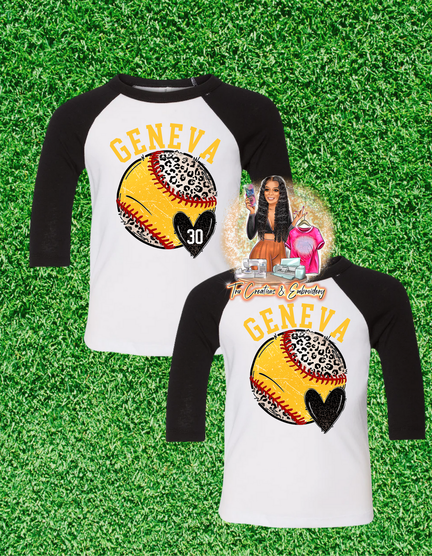 Softball Heart Raglan Tee